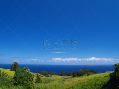 天空,草地,蓝色,哈玛库亚海岸,威毕欧山谷,水平画幅,无人,户外,草,夏威夷大岛
