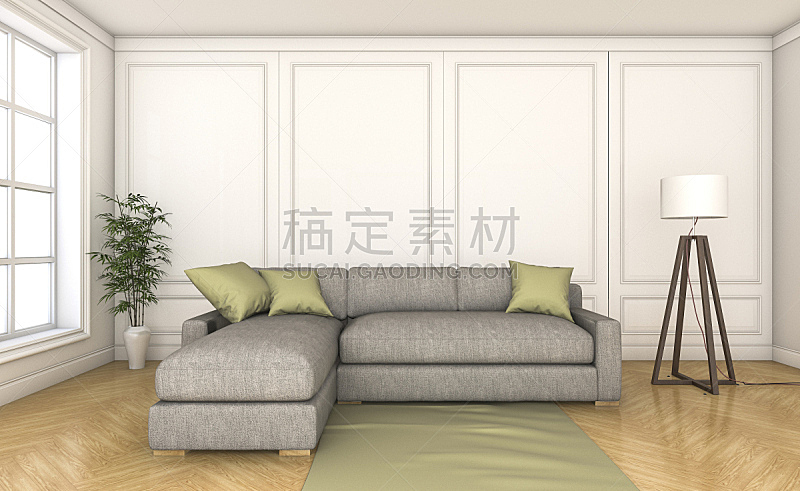 沙发,舒服,硬木地板,三维图形,灰色,古典式,夏天,灯,家具,明亮
