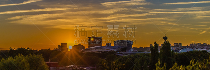 拉维莱特,巴黎,特拉华,法国,曙暮光,云,户外,天空,建筑,城市