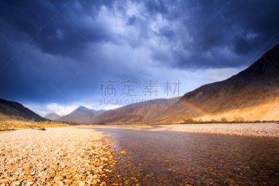 苏格兰,多变的天空,埃提弗湖,格伦艾提夫,暴风雨,水平画幅,无人,户外,湖,云景