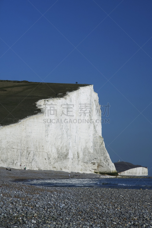 海滩,白垩,悬崖,七姐妹,垂直画幅,山,英格兰,海岬,旅行者,海岸地形