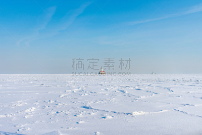 远距离,芝加哥市,灯塔楼,冻结的,极地漩涡,密歇根湖,修改系列,在上面,寒冷,海港