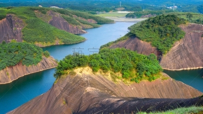 丹霞地貌,风景,斑点,郴州,拼块地形,湖南省,丘陵起伏地形,水,天空,水平画幅