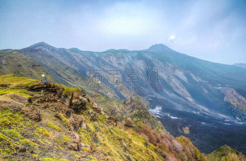 意大利,埃特纳火山,西西里,瓦莱,自然界的状态,环境,雪,公园,著名景点,小路