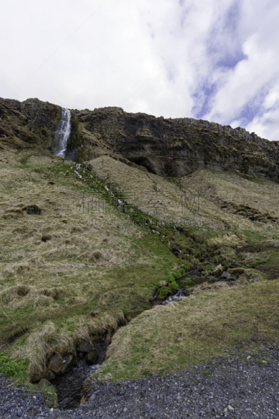冰岛国,seljalandsfoss waterfall,垂直画幅,水,瀑布,无人,户外,云景,著名自然景观,国际著名景点