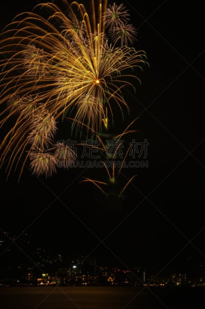放焰火,苏瓦湖,垂直画幅,美,夜晚,长野县,夏天,户外,诹访,事件