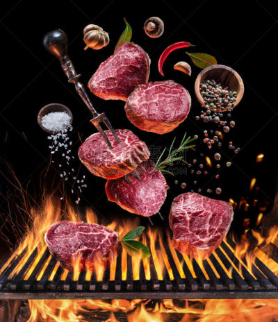 牛排,肋骨,香料,食品,野餐,烤肉架,食盐,设备用品,背景,夜晚