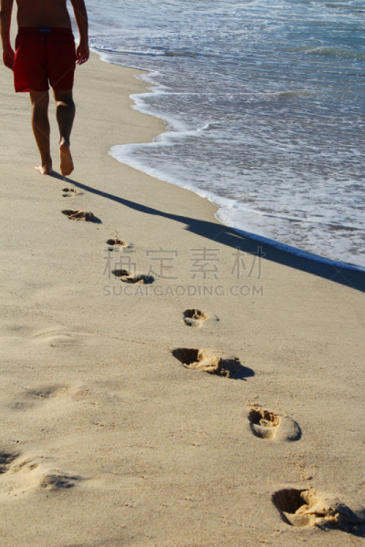 沙子,脚印,勃朗特海滩,潮汐,垂直画幅,晒黑,水,天空,美,无人