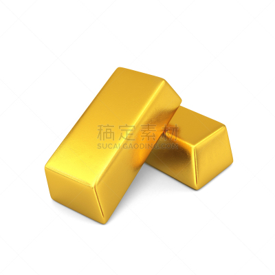 铸锭,两个物体,一个物体,背景分离,砖,股市和交易所,三维图形,白色,黄色,块状