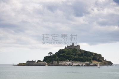 马拉席翁,康沃尔,山,圣马洛,桨叉架船,圣迈克尔,水,天空,留白