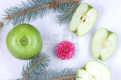 苹果,背景,完整,枝,仅一朵花,粉色,绿色,圣诞树,切块