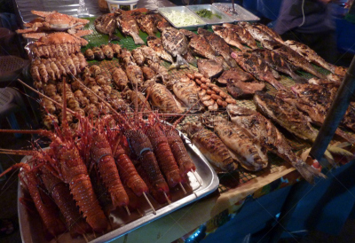 夜市,海产,马来西亚,大螯虾,龙虾,格子烤肉,煮食,水平画幅,特写,螃蟹