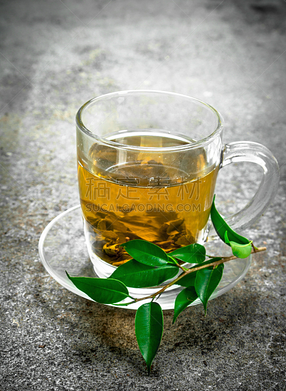 Green tea in a glass cup.