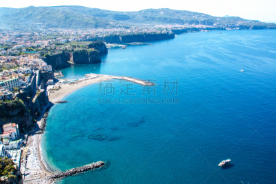 索伦托,半岛,地形,桨叉架船,那不勒斯海湾,纳布勒斯,游艇码头,水,天空