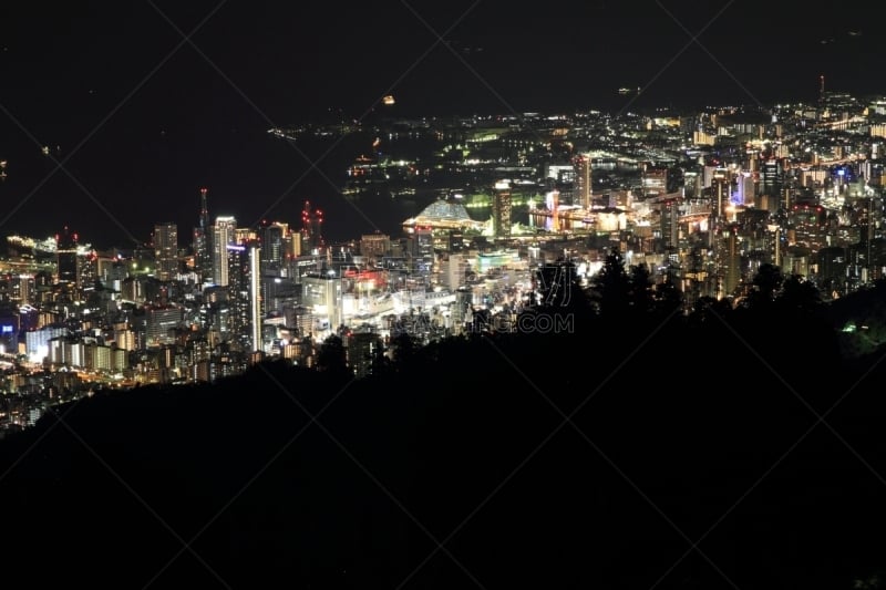 夜晚,神户,日本,百万富翁,城镇景观,水平画幅,无人,户外,都市风景,建筑业