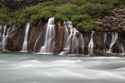 水,瀑布,hraunfossar,冰岛国,river hvita,西,桨叉架船,水平画幅,火山地形,超现实主义的