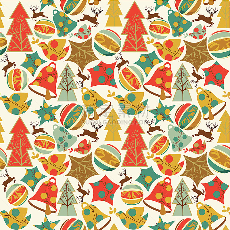 四方连续纹样,节日,圣诞装饰,成组图片,铃,动物斑纹,矢量,背景,驯鹿