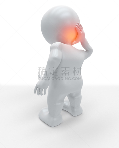 痛苦,三维图形,拿着,人的头部,背面视角,垂直画幅,科学,健康保健