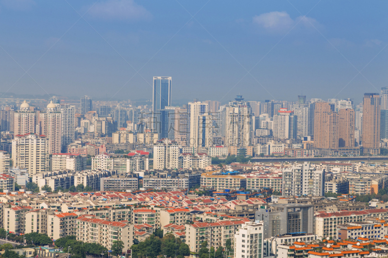 绵阳,蓝色,全景,天空,城市,水平画幅,建筑,无人,金融,城市天际线