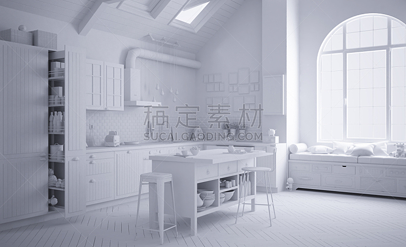 现代,厨房,建筑,极简构图,白色,做计划,北欧,室内设计师,吧椅,华丽的