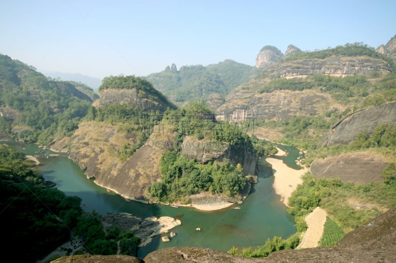 自然,地形,山,武夷山,福建省,水,天空,美,水平画幅,绿色