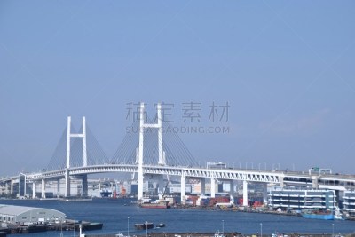 横滨,海湾大桥,国际著名景点,水平画幅,无人,太平洋,神奈川县,海洋,摄影,运输