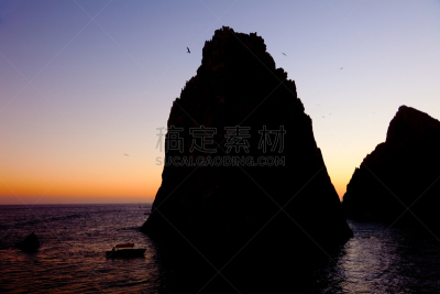 圣路卢卡斯,兰兹角,墨西哥,洛斯卡沃斯,客船,水平画幅,夜晚,鸟类,岩层,曙暮光