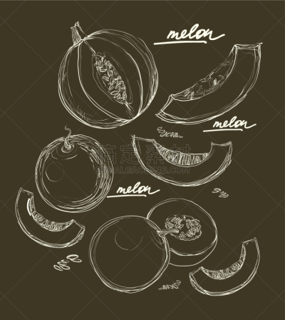 绘画插图,瓜,矢量,动物手,柿子树,胡瓜,清新,背景分离,热带气候,食品
