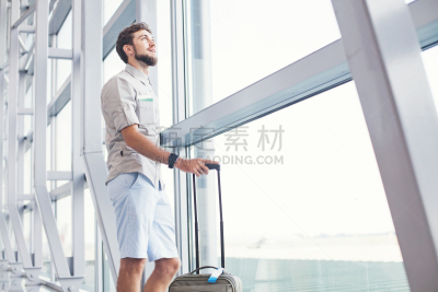 机场,男人,等,全球通讯,进出港显示牌,机场出发区,机票,未来,旅行者