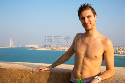 迪拜,都市风景,男人,热,波斯湾,古典式,户外,太阳镜,人体,日光浴
