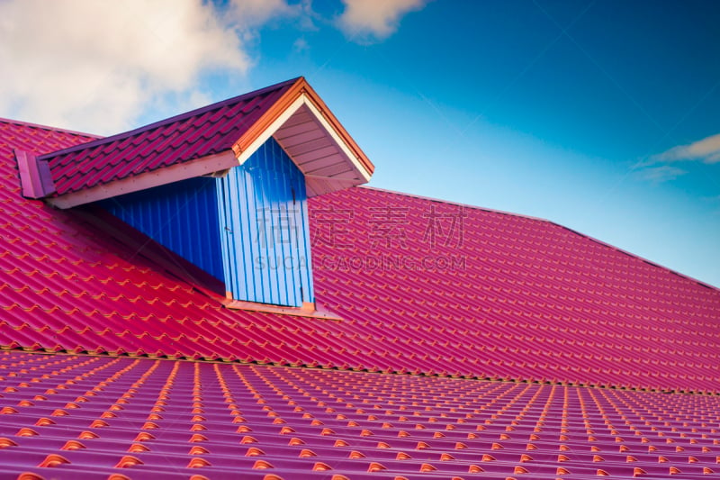 Texture of metal shingles close-up