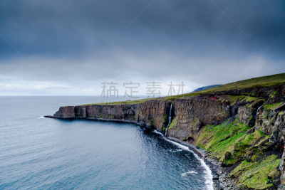冰岛国,海岸线,悬崖,海洋,1号公路,瓦特纳冰原,寒冷,水平画幅,山
