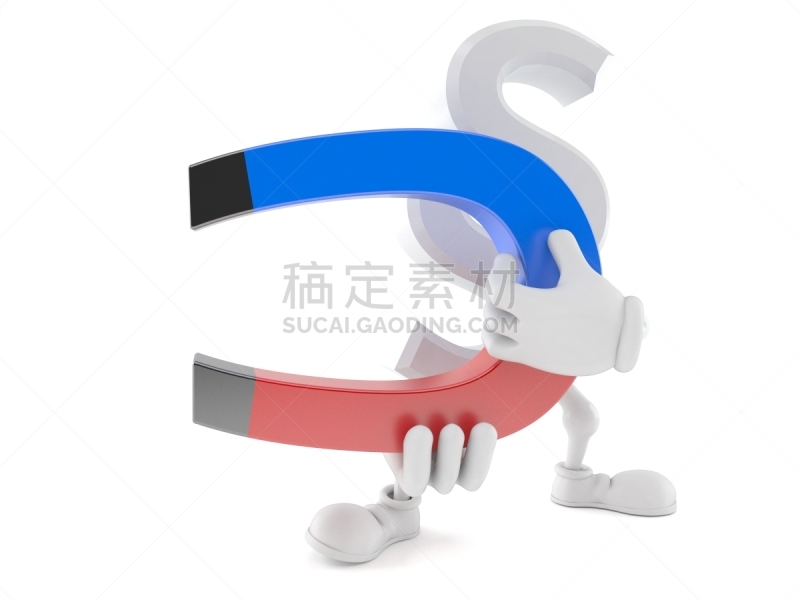 性格,马蹄形磁铁,拿着,水平画幅,职权,符号,磁铁,白色背景,背景分离,卡通