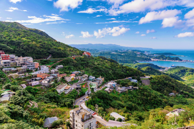 乡村,房屋,视角,九份,茶馆,天空,茶树,水平画幅,山,户外