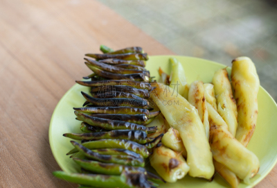 清新,烤的,绿色,碗,绿辣椒,格子烤肉,蔬菜,热,自然界的状态,食品