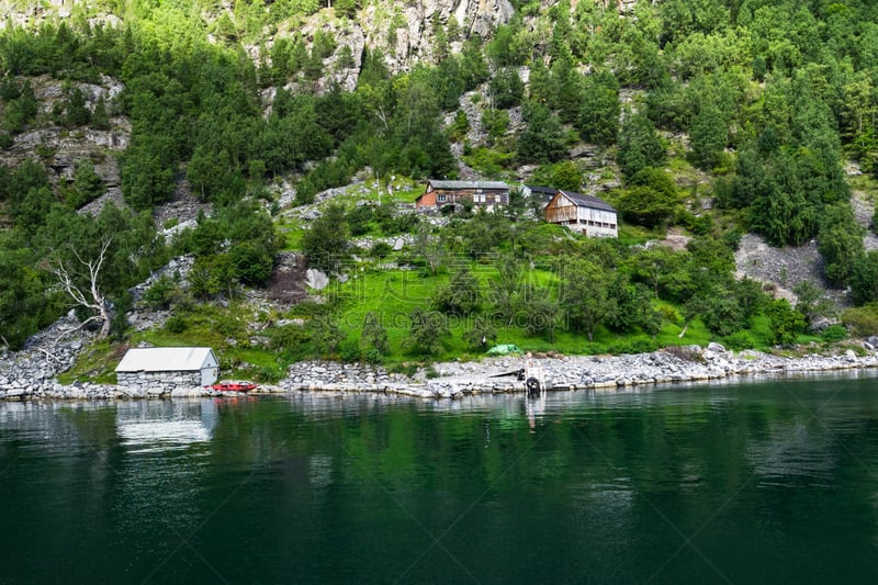 挪威,农场,盖伦格峡湾,默勒-鲁姆斯达尔,桑莫阿尔卑斯山脉,山,看风景,邮轮,农业,船