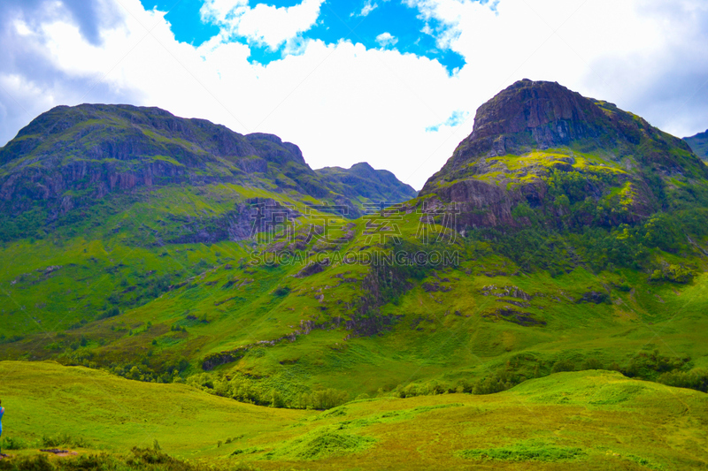 苏格兰,山,英国,自然,野生植物,蔻谷三姐妹峰,苏格兰高地,绘画艺术品,公园,水平画幅