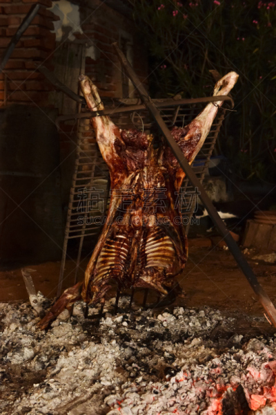 烤羊肉,肉,柴火,高雅,清新,垂直画幅,烤的,食品,图像,炊具