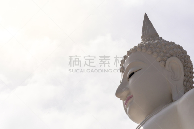 泰国,佛,雕塑,山,湄索,水平画幅,建筑,蓝色,人体,巨大的