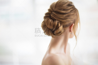 婚礼,高雅,发型,自然美,一缕头发,波浪发,女子晚礼服,仅成年人,青年人,白色