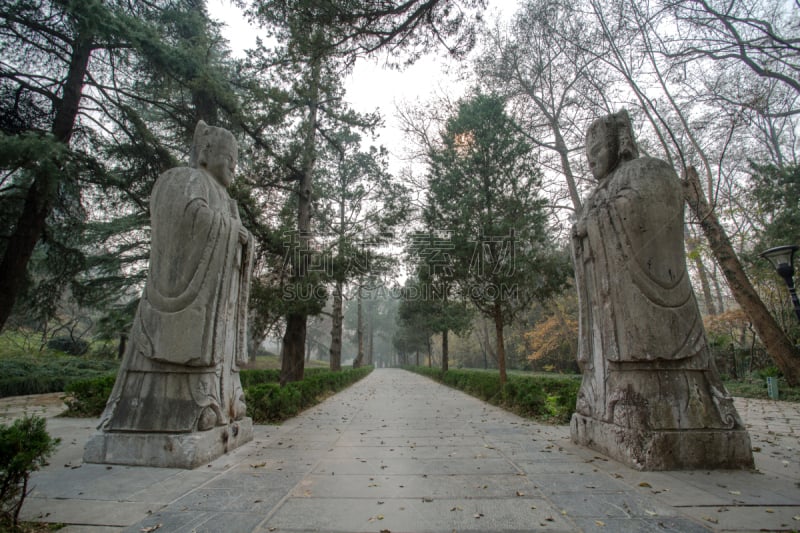 赤土陶器,过去,小路,平衡折角灯,古老的,钟山风景名胜区,明十三陵,南京,古代文明,水平画幅