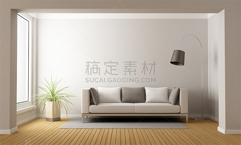 极简构图,生活方式,白灰泥,褐色,水平画幅,墙,无人,硬木地板,地毯,灯