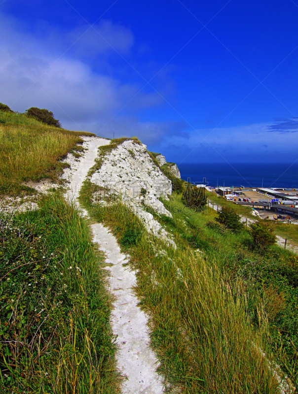 多佛,小路,white cliffs,北丘,多佛的白色悬崖,英吉利海峡,海峡,垂直画幅,银色,无人