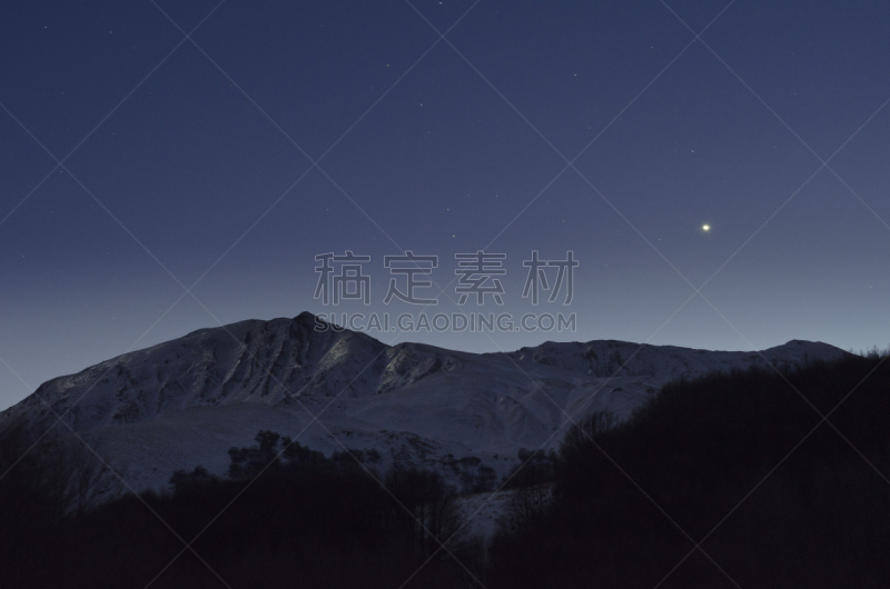 星星,洛杉矶,山,蒙特,自然,水平画幅,雷焦艾米利亚,冬天,夜晚,雪