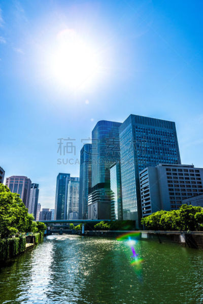 日本,都市风光,大阪商业园,中之岛,大阪府,中央区,垂直画幅,办公室,天空,美