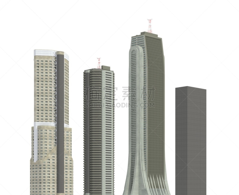 现代,三维图形,绘画插图,建筑外部,分离着色,白色背景,背景分离,建筑业,背景,户外