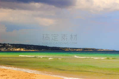沙子,海滩,意大利,普利亚区,萨伦托,莫斯特,自然美,水,天空,城镇景观