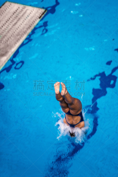 跳板,垂直画幅,水,留白,奖杯,高视角,美人,游泳池,湿,职业运动员