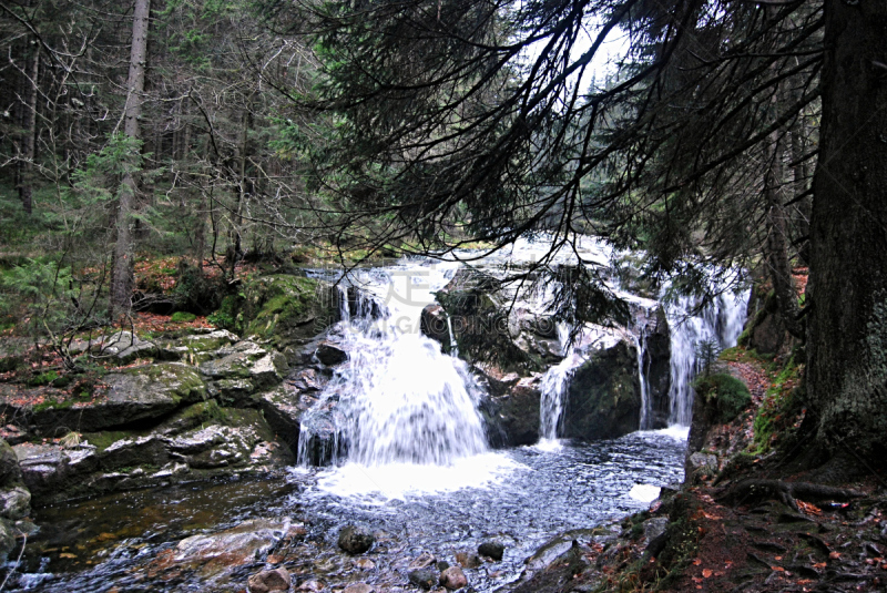 河流,山脉,卡科挪谢山脉,易北河,自然,水,国家公园,水平画幅,地形,瀑布