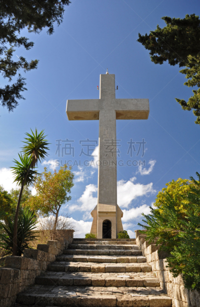 修道院,十字形,耶稣受难像,垂直画幅,窗户,灵性,建筑,无人,希腊